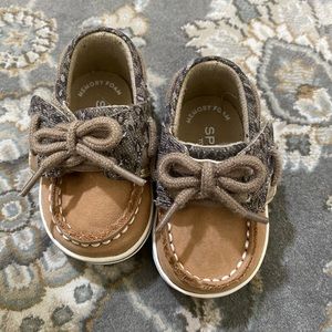 Sperry infant leopard/gold and tan size 1